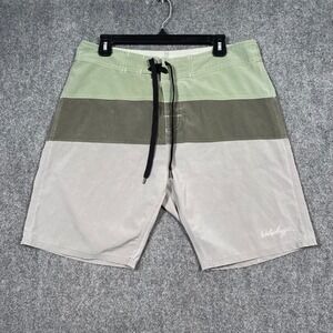 Waterboyz Color Block Board Shorts Men's Size 33 Striped Drawstring Swim Trunks